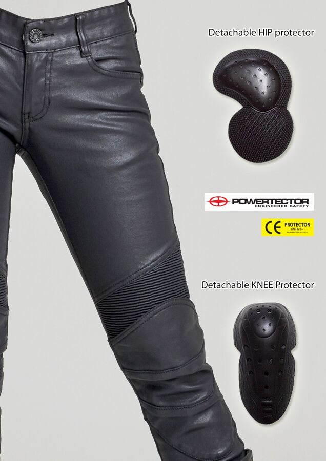 TRITON-G Women's Coated Black Motorcycle Riding Jeans TRITON-G Women's Coated Black Motorcycle Riding Jeans